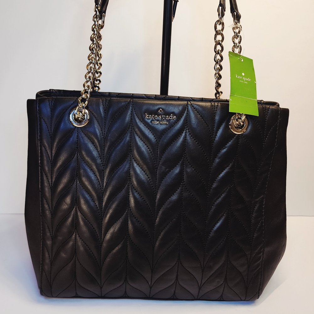 Kate Spade Black Quilted Leather Tote Bag